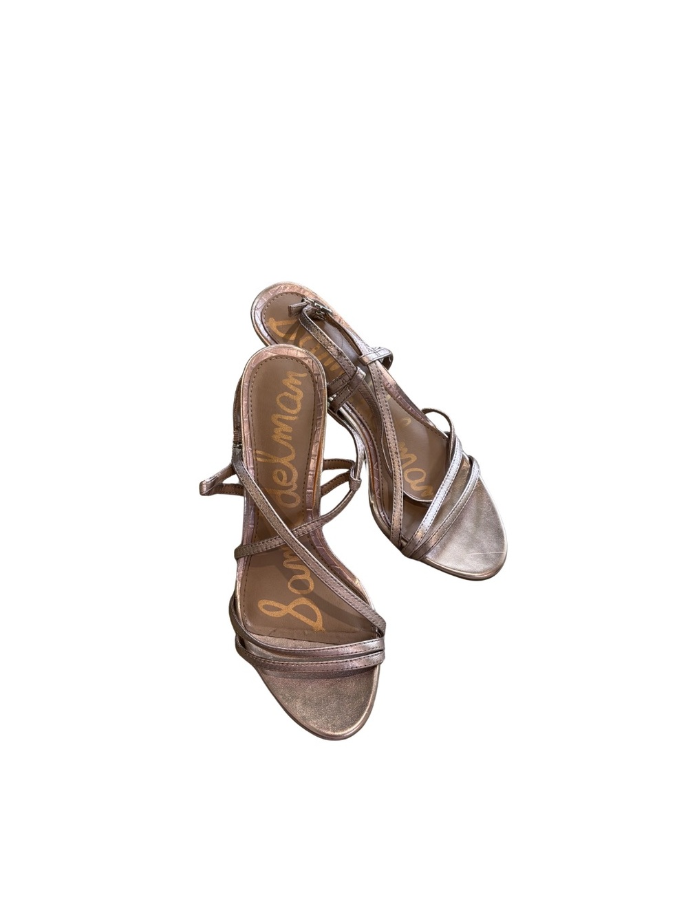Sam Edelman Champagne Leather Paislee Strappy Sandal Heels Size 7 - Picture 2 of 8